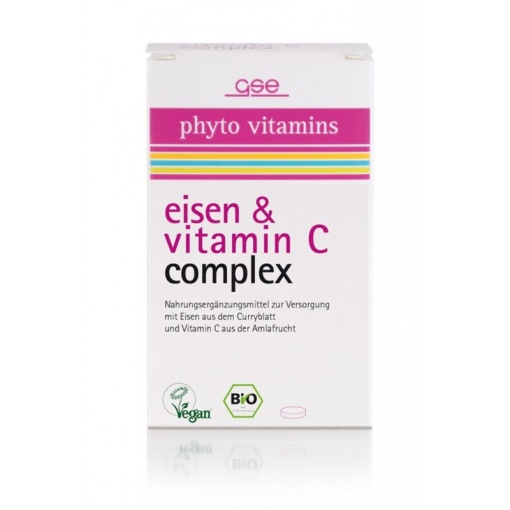 GSE Phyto Vitamins Eisen & Vitamin C Complex Maisto papildas “Geležies ir vitamino C kompleksas”, 60 tablečių