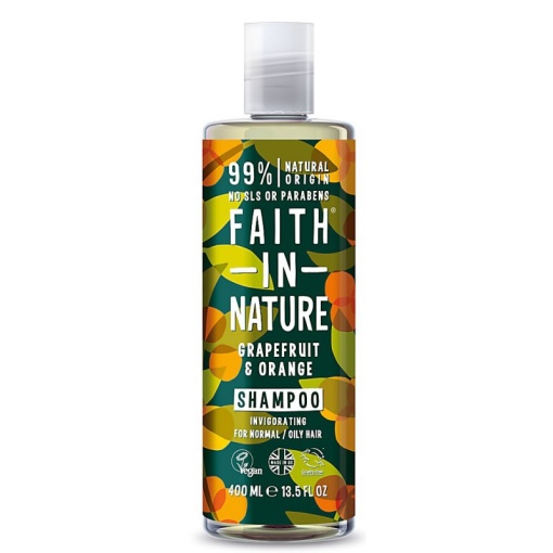 Šampūnas su greipfrutais ir apelsinais normaliems ir riebiems plaukams, Faith in Nature, 400 ml