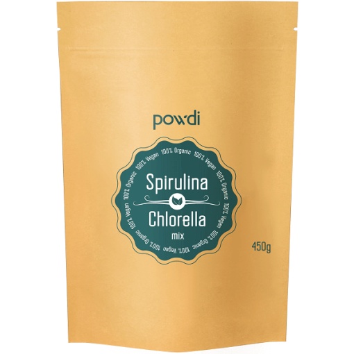 Spirulina ir Chlorella mixas 450 g (900 tab.), POWDI