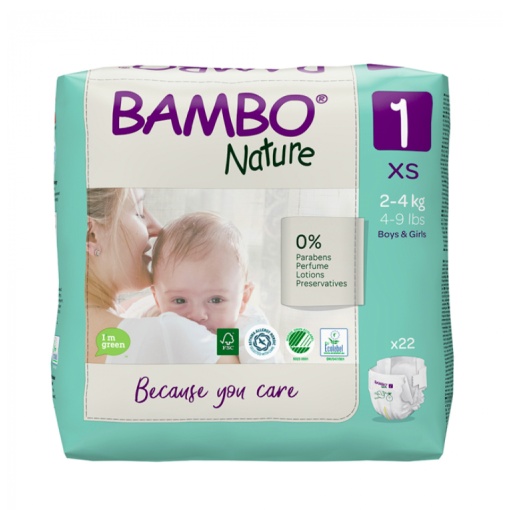 BAMBO ekologiškos sauskelnės NATURE 1, 2–4 kg, 22 vnt.
