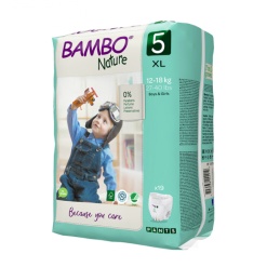 BAMBO ekologiškos sauskelnės-kelnaitės NATURE 5, 12–18 kg, 19 vnt.