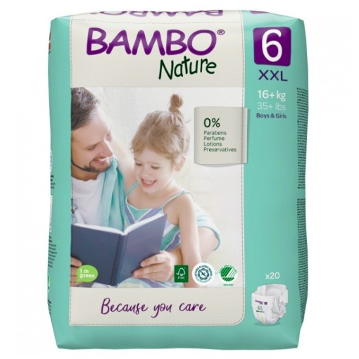 BAMBO NATURE ekologiškos sauskelnės 6, 16+ kg, 20 vnt.