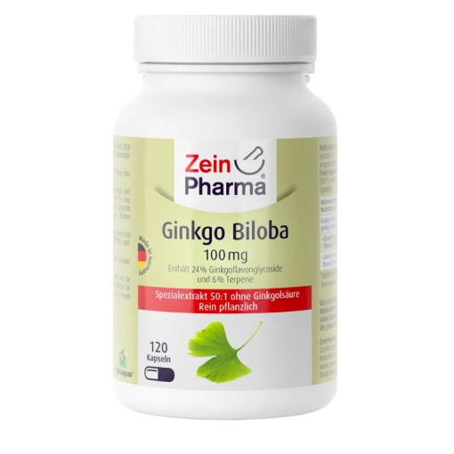 Ginkgo Biloba 100 mg. Maisto papildas, Zein Pharma 120 kaps.