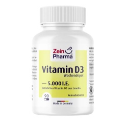 Vitaminas D3, 5000 TV. Maisto papildas, Zein Pharma 90 kaps.