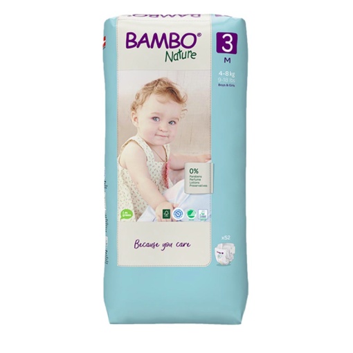 BAMBO ekologiškos sauskelnės NATURE 3, 4-8 kg, Tall 52 vnt.