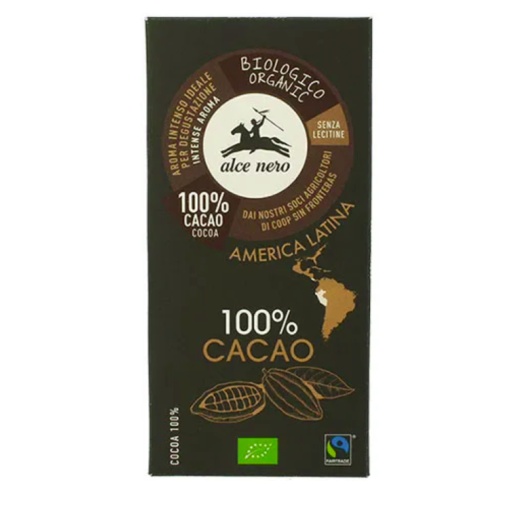 Juodasis šokoladas 100%, ekologiškas, Alce Nero, 50 g