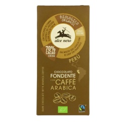 Juodasis šokoladas 70% su kava, ekologiškas, Alce Nero, 50 g