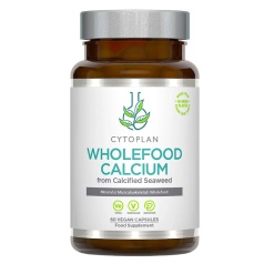 Kalcis „Wholefood calcium“ iš jūros dumblių. Maisto papildas Cytoplan, 60kaps.